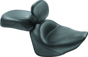 Yamaha Raider Two-Piece Motorcycle Seat - Mustang Motorcycle - Wide Touring with Driver Backrest - Black - `08-`17 Yamaha Raider Two-Piece Motorcycle Seat - Mustang Motorcycle - Wide Touring with Driver Backrest - Black - `08-`17